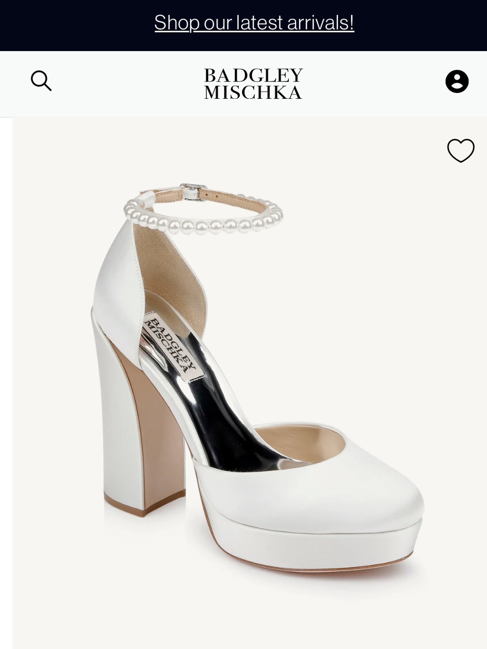 Badgley Mischka White Pearl Ankle-Strap Platform Pump